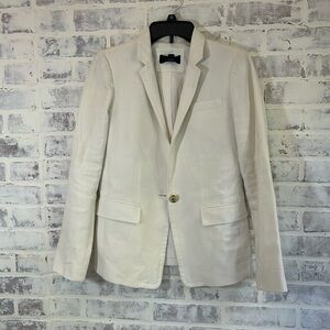 J.Crew Women’s Blazer 100% Linen Off White Career One Button Jacket, Size 0